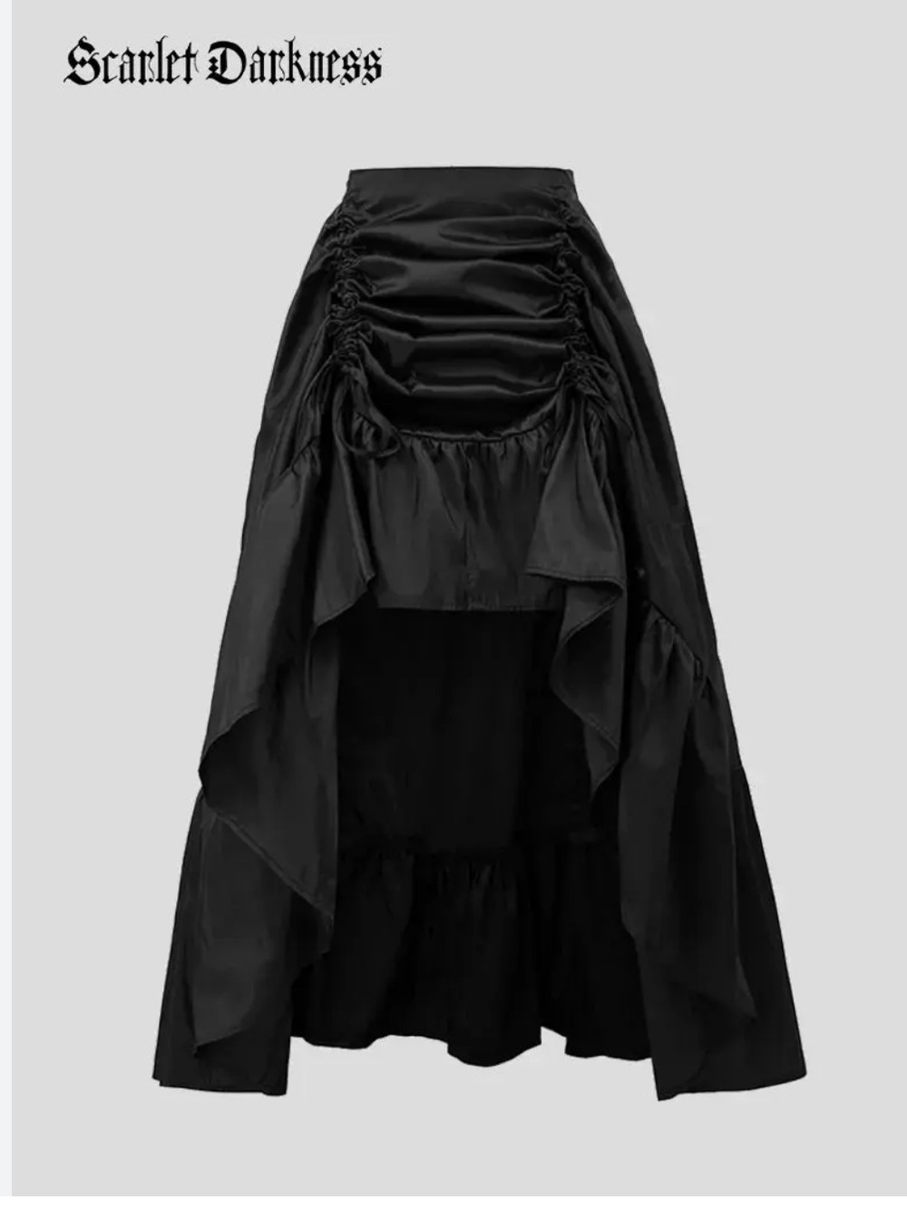 Scarlett Darkness Gothic High Low Drawstring Maxi Skirt Whimsy Goth Size Large
